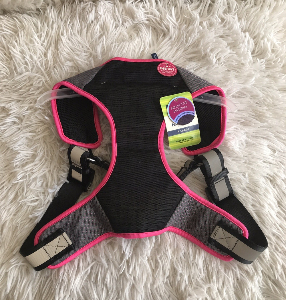 TOP PAW Comfort Dog Harness W Rainbow Reflective Material Pink Black Grey XLarge